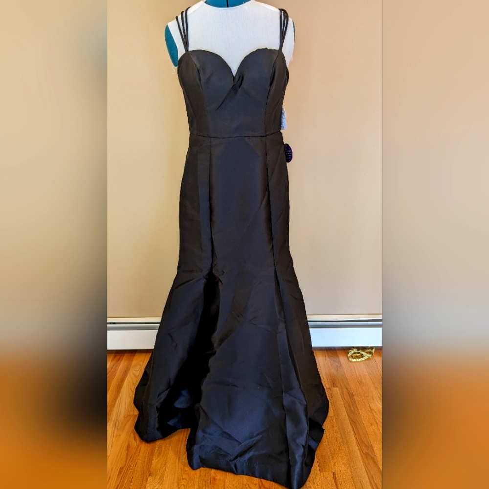 New Black Prom Dress / Satin Long Gown